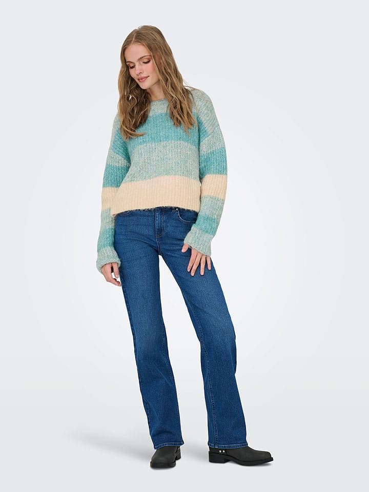 JDY Pullover "Veronica" in Creme/ Türkis - 60% | Größe S | Damen-pullover-cardigans