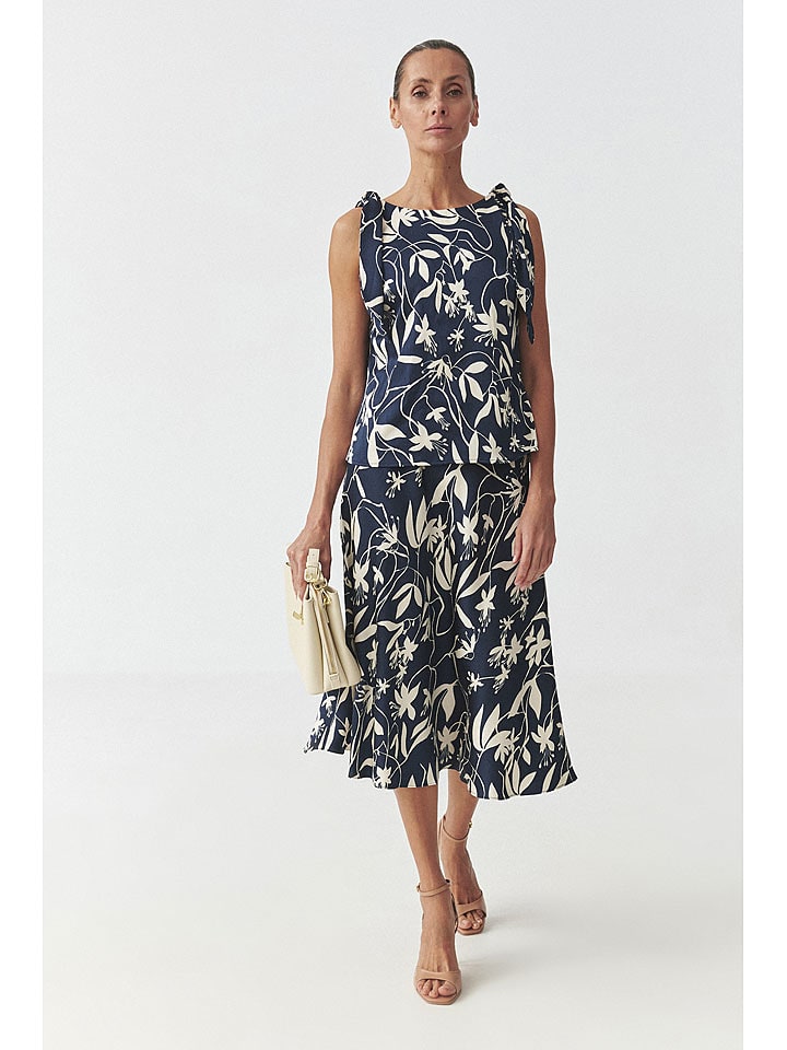 TATUUM Blusentop in Dunkelblau/ Weiß - 57% | Größe 38 | Damen-blusen