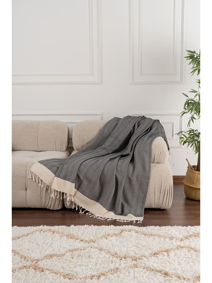 Mijolnir Plaid "Baliksirti" in Anthrazit/ Creme - 50% | Größe 150x200 cm | Decken