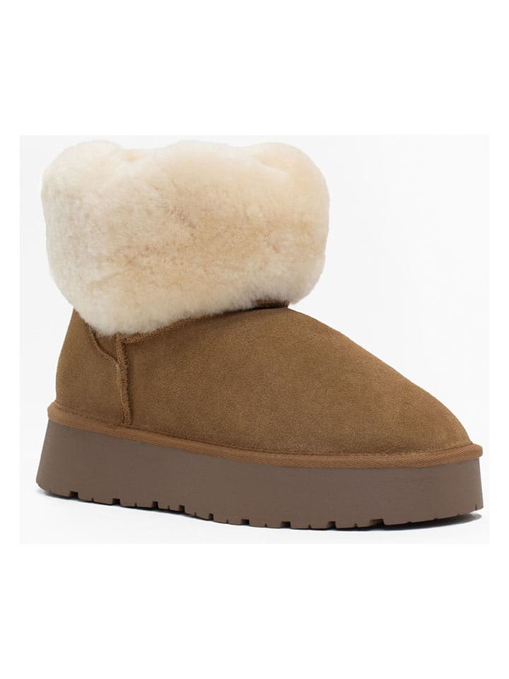 NICEBAY Leder-Winterboots "Freya" in Hellbraun - 75% | Größe 40 | Damen-stiefel