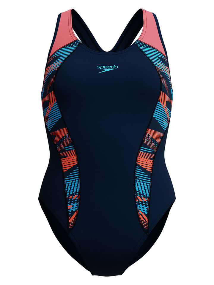 Speedo Badeanzug "Eco+ Plastisol" in Dunkelblau/ Bunt - 44