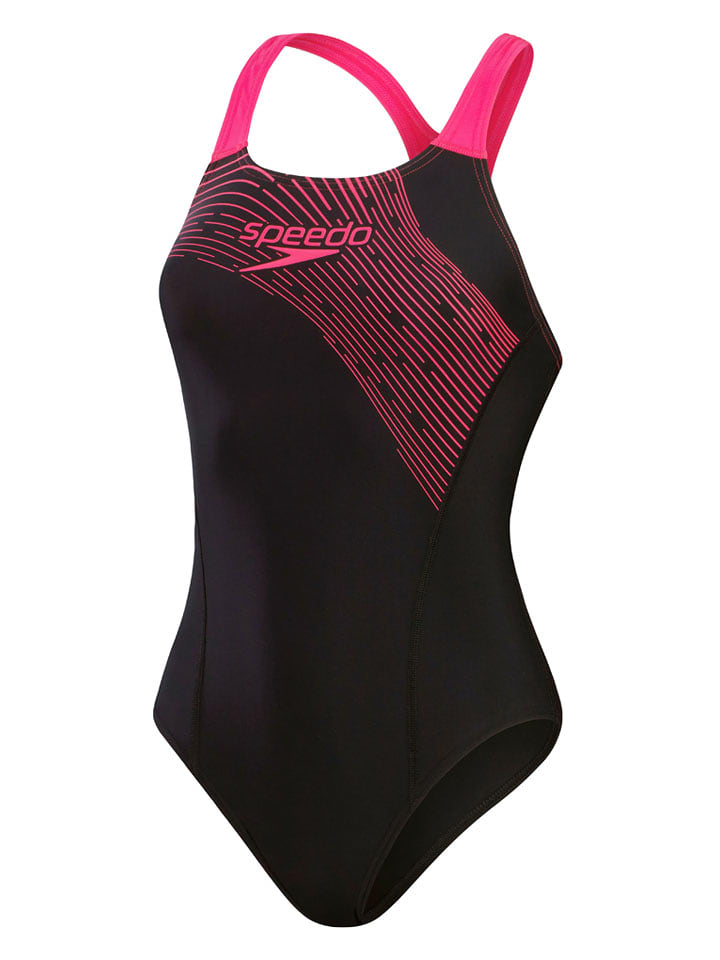 Speedo Badeanzug "Eco Medley" in Schwarz/ Pink - 46% | Größe 44 | Damen-bademode