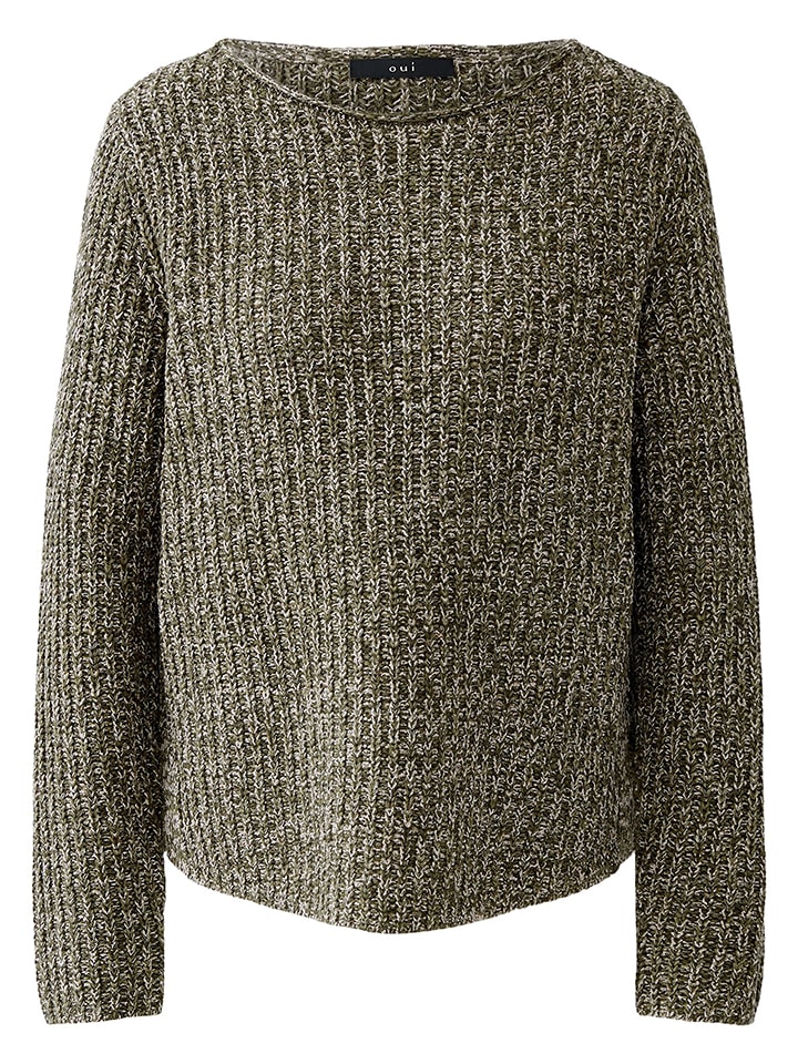 Oui Pullover in Khaki/ Rosa - 51% | Größe 40 | Damen-pullover-cardigans