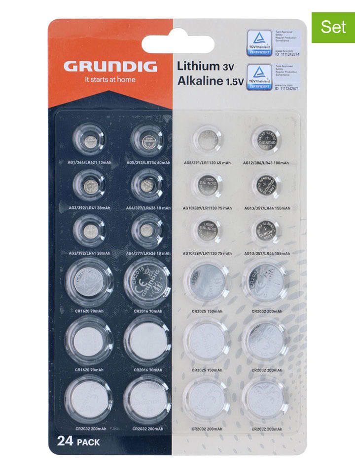 GRUNDIG 2er-Set: Knopfzellen-Batterien - AG/CR - 2x 24 Stück - 37% | Technikzubehoer