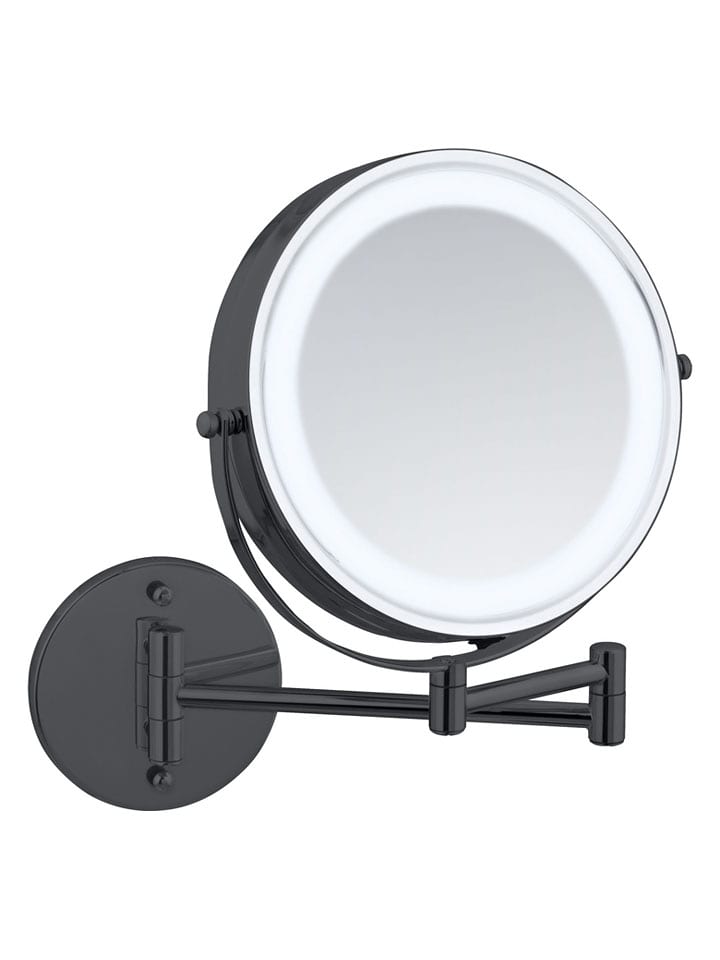 Wenko LED-Kosmetikspiegel "Power-Loc Lumi" in Schwarz - (B)25,5 x (H)32 cm - 41% | Spiegel