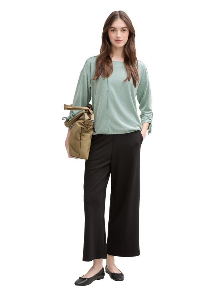 TOM TAILOR Denim Longsleeve in Weiß/ Grün - 63% | Größe L | Damen-tops