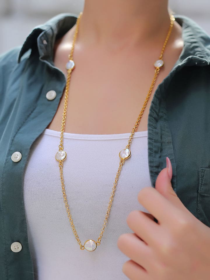 Pierres delicates Vergold. Halskette mit Schmuckelementen - (L)60 cm - 83% | Schmuck