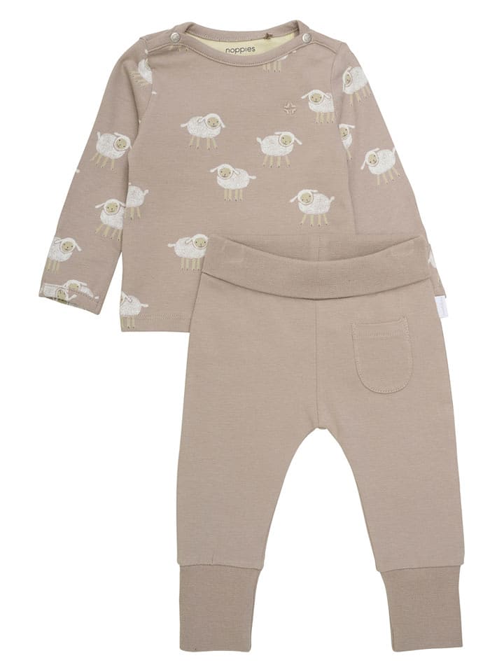 Noppies 2tlg. Outfit "Stroud" in Hellbraun/ Grau - 41% | Größe 56 | Baby-langarmshirts