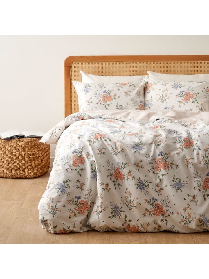 BELLA MAISON 3tlg. Renforcé-Bettwäsche-Set ''Gwen'' in Weiß/ Bunt - 32% | Größe 200x220 cm | Bettwaesche-bettwaren