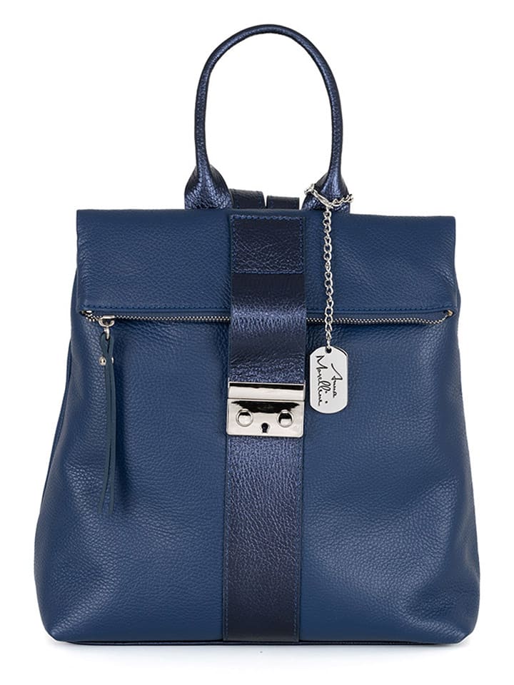 Anna Morellini Leder-Rucksack "Azalea" in Dunkelblau - (B)30 x (H)31 x (T)11 cm - 74% | Damen-taschen