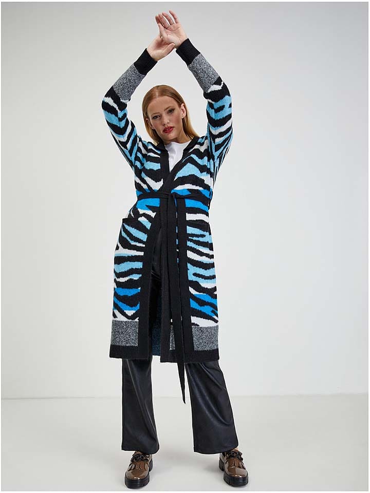 orsay Longcardigan in Schwarz/ Blau - 64% | Größe S | Damen-pullover-cardigans