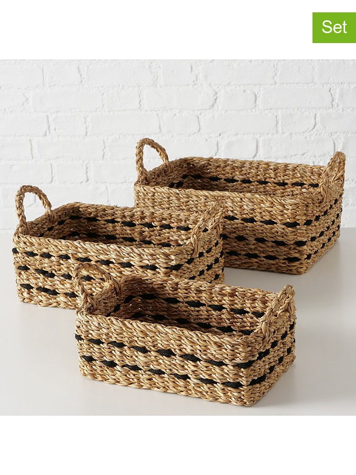 Boltze 3er-Set: Körbe "Bokar" in Hellbraun/ Schwarz - 25% | Kisten-koerbe