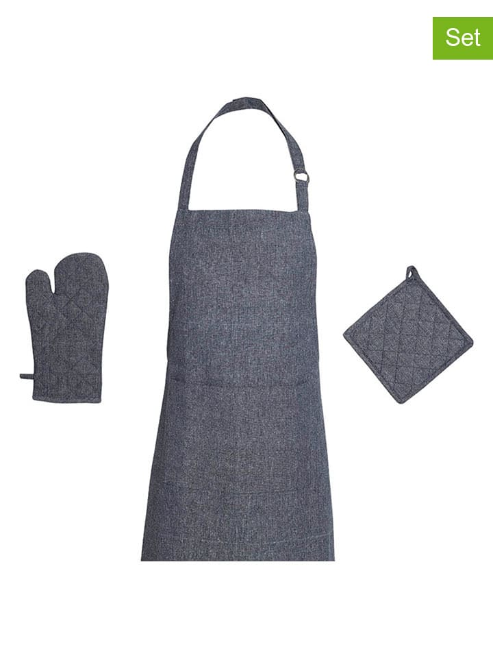 Sauter 3tlg. Set: Kochschürze in Blau - 55% | Tischwaesche