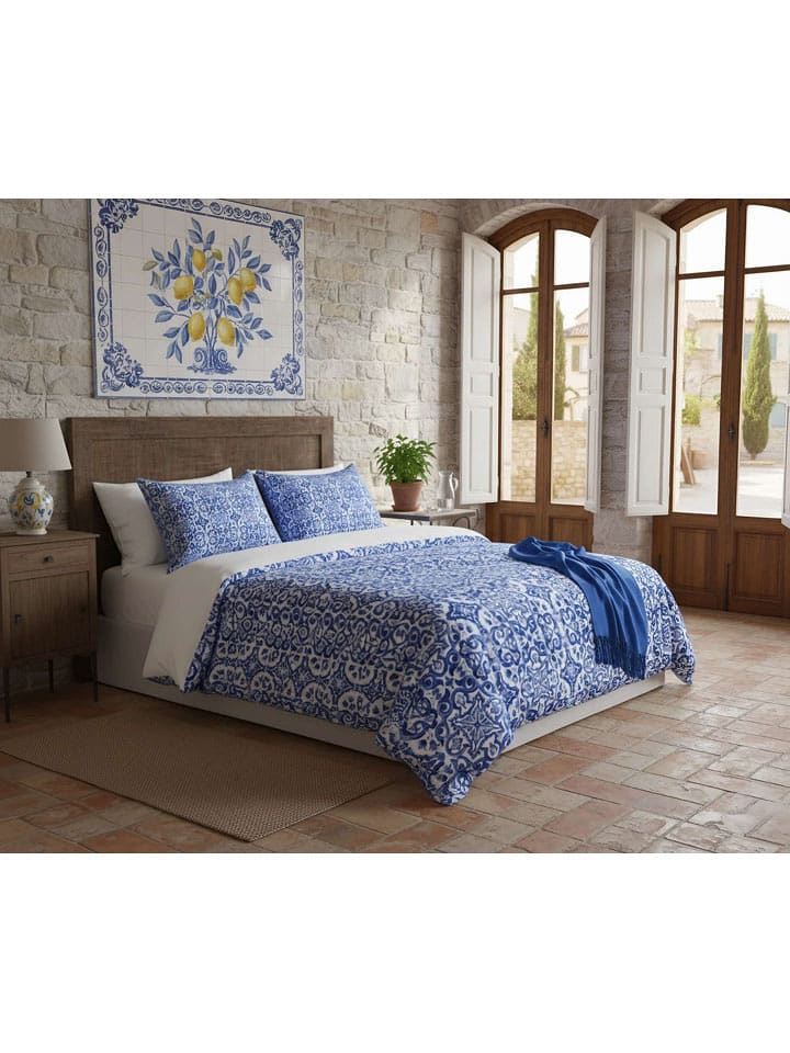 Colourful Cotton Bettwäsche-Set "Linza" in Blau - 62% | Größe 135x200 cm | Bettwaesche-bettwaren
