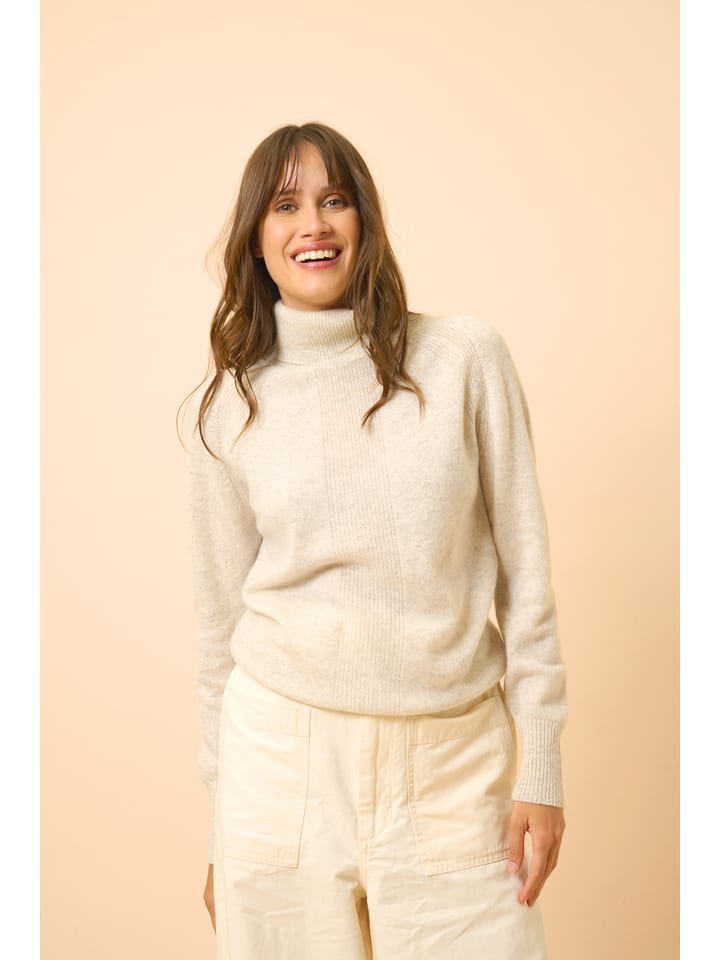 Just Cashmere Kaschmir-Rollkragenpullover in Creme - 60% | Größe M | Damen-pullover-cardigans
