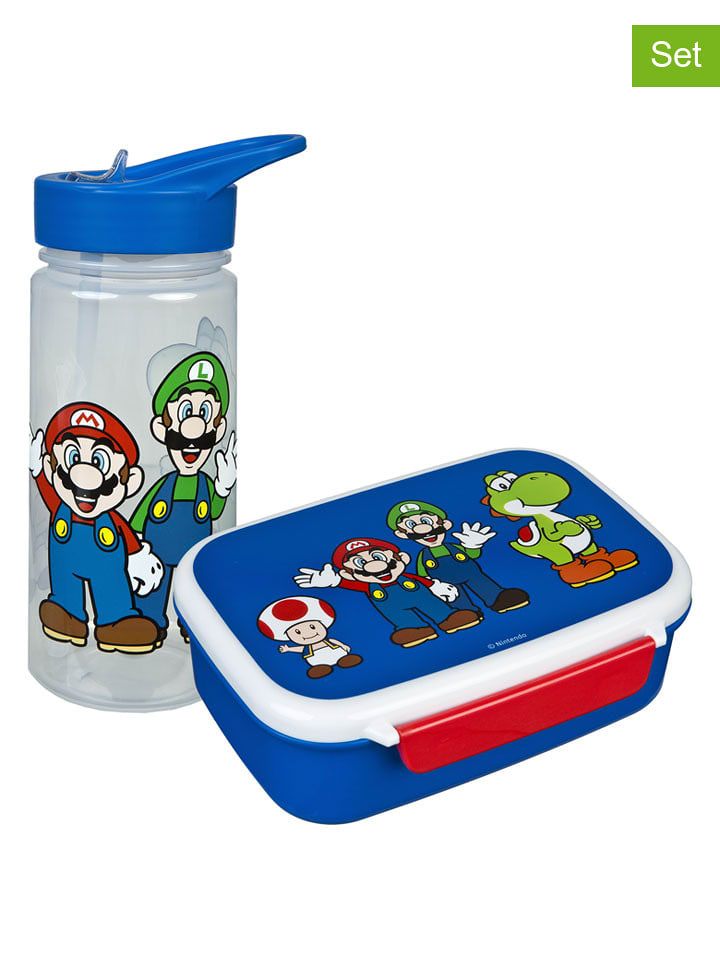 SCOOLI 2tlg. Set: Brotzeitdose & Trinkflasche "Super Mario" in Blau/ Rot - 13% | Aufbewahren-servieren