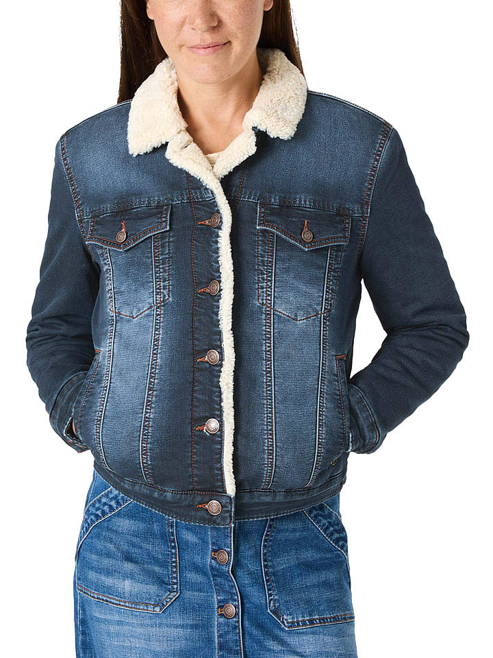 Timezone Jeansjacke in Dunkelblau/ Weiß - 53% | Größe L | Damenjacken