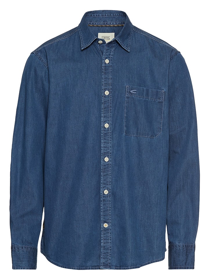 Camel Active Jeanshemd - Regular fit - in Blau - 56% | Größe L | Herren-plussize