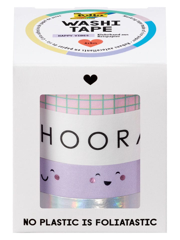 folia PAPER Washi-Tape "Hotfoil Happy Vibes" in Bunt - 4 x 5 m - 16% | Kreativbedarf-diy