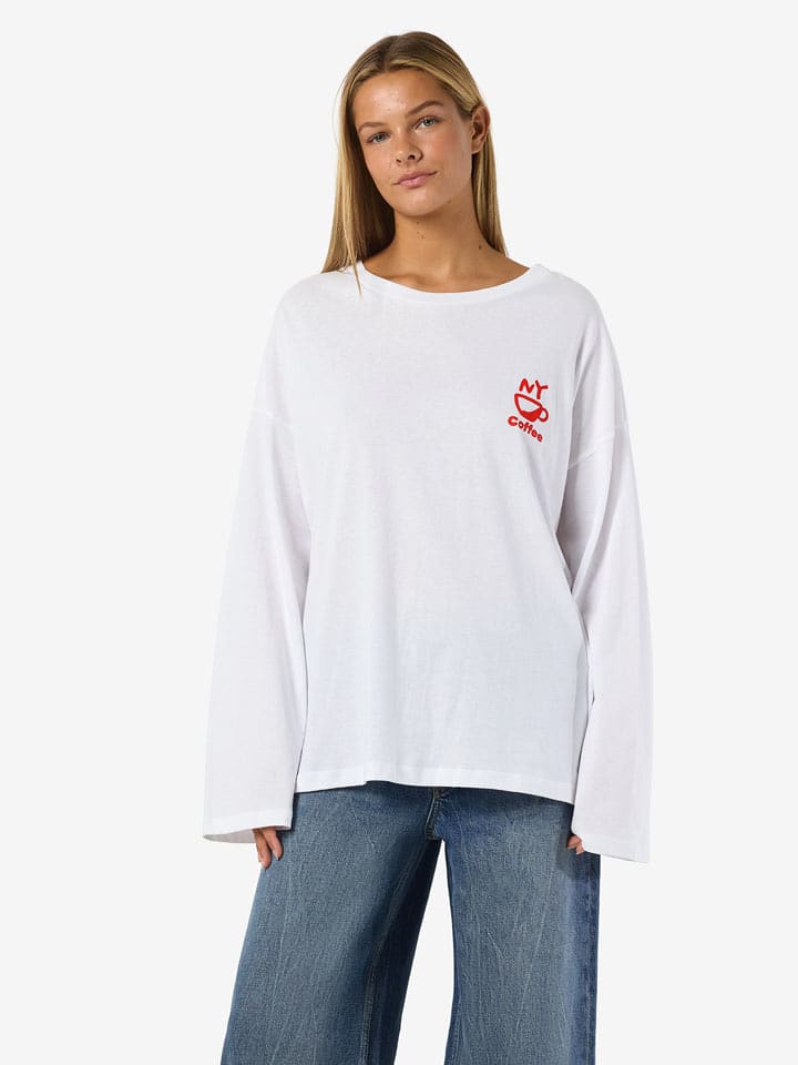 Noisy may Longsleeve "Noisy may" in Weiß/ Rot - 55% | Größe XS | Damen-tops