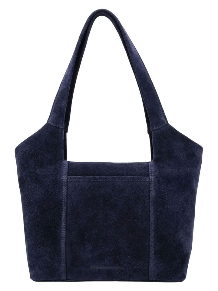 HIDE & STITCHES Leder-Schultertasche "Brazos" in Dunkelblau - (B)38 x (H)23 x (T)11 cm - 57% | Damen-taschen