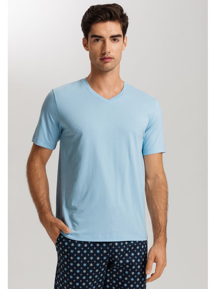 Hanro Pyjama-Oberteil in Hellblau - 61% | Größe XL | Herren-waesche