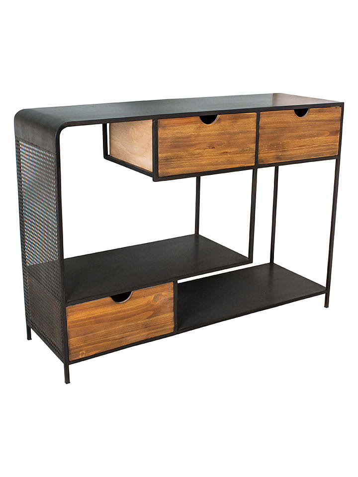 Anticline Schrank in Schwarz/ Hellbraun - (B)110 x (H)80 x (T)36 cm - 63% | Regale