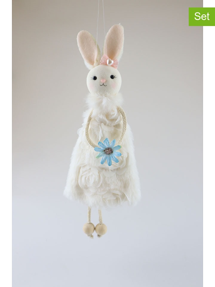 AM Design 2er-Set: Dekoanhänger "Hase mit Blume" in Weiß - (H)26 cm - 45% | Wohndekoration