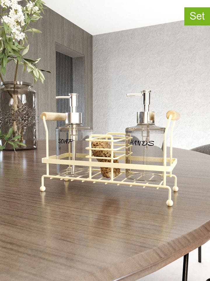 Violeta Home 3tlg. Waschbeckenzubehör-Set in Creme - (B)24 x (H)24 x (T)11 cm - 55% | Badezimmer-accessoires