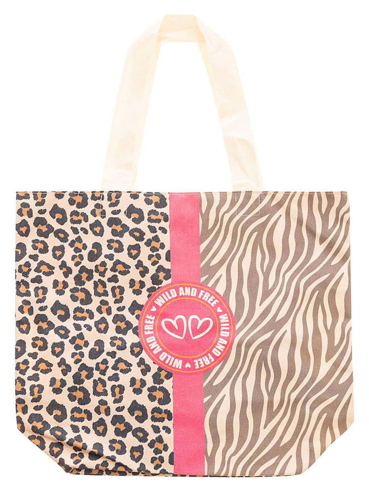 Zwillingsherz Shopper "Leo + Zebra" in Beige - (B)36 x (H)46 cm - 56% | Damen-taschen
