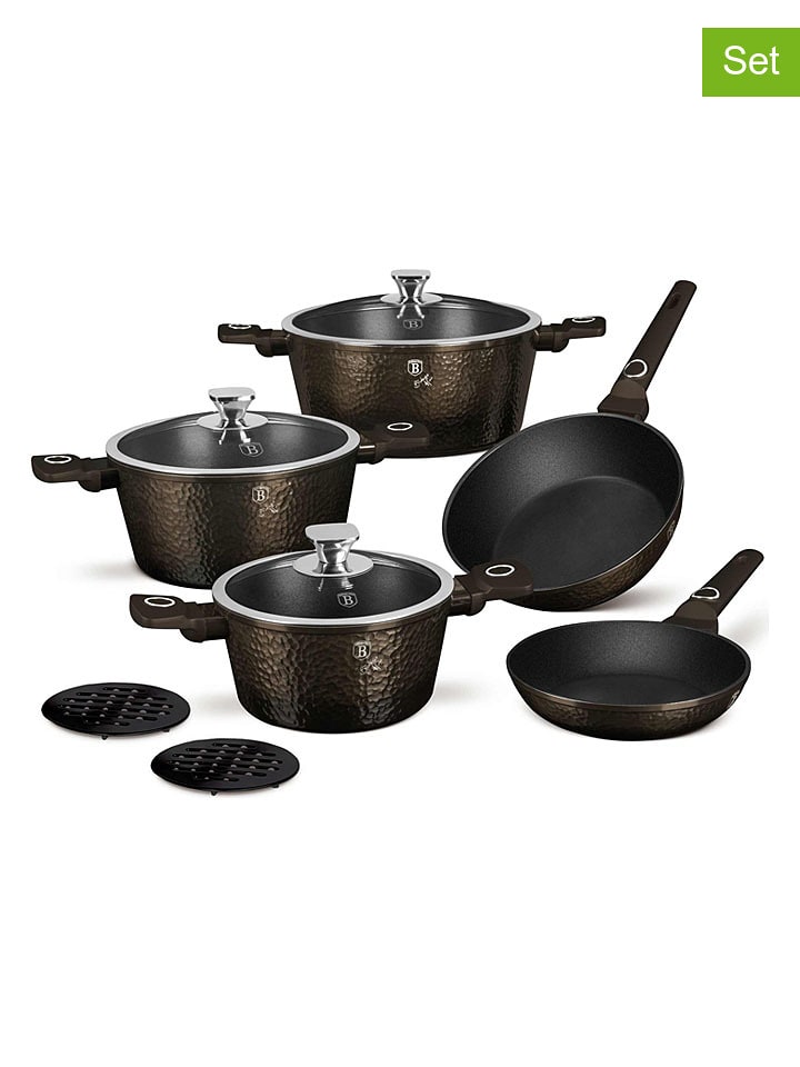 Berlinger Haus 10tlg. Kochgeschirr-Set "Primal Gloss Collection" in Braun - -93% | Kochgeschirr