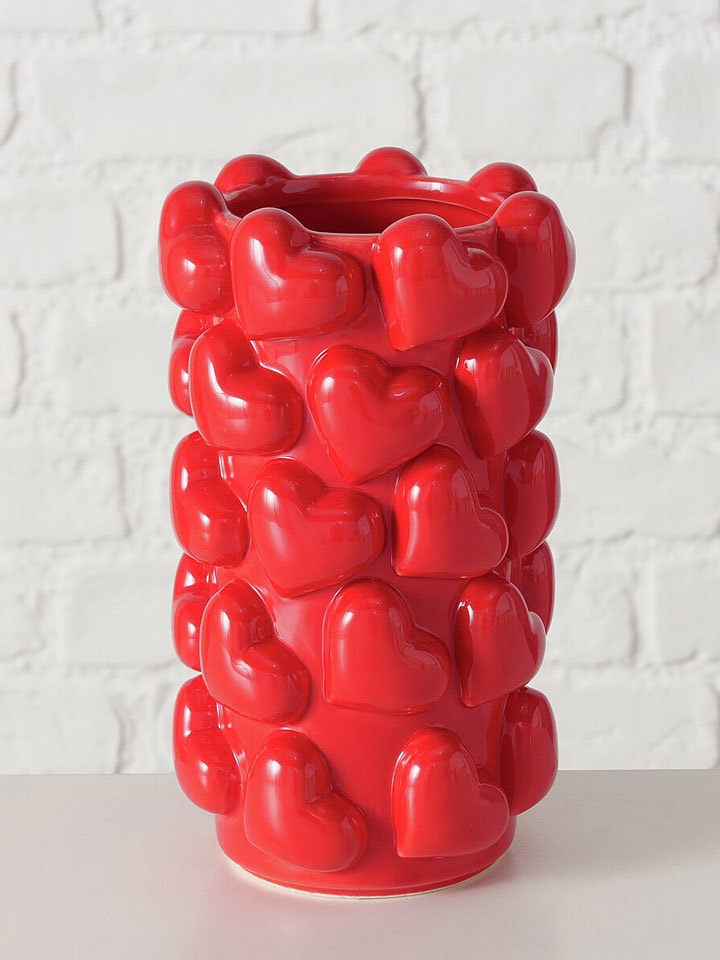 Boltze Vase "Herzen" in Rot - (H)20 x Ø 12 cm - 22% | Kerzen-vasen