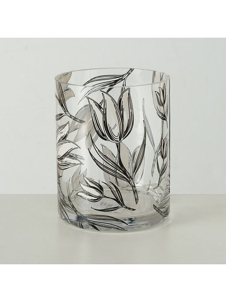 Boltze Vase "Carina" in Transparent/ Schwarz - (H)15 x Ø 12 cm - 12% | Kerzen-vasen
