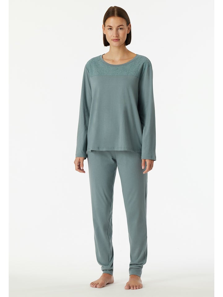 Schiesser Pyjama in Türkis - 49% | Größe 38 | Damen-loungewear