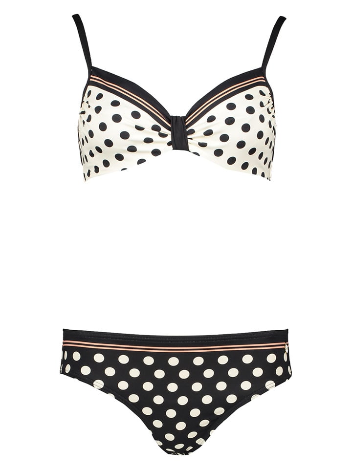 LASCANA Bikini in Creme/ Schwarz - 56% | Größe 38D-Cup | Damen-bademode