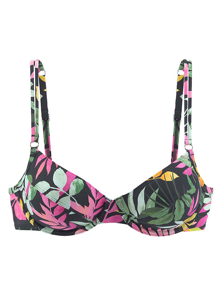 Vivance Bikini-Oberteil in Schwarz/ Grün/ Pink - 55% | Größe 40E-Cup | Damen-bademode