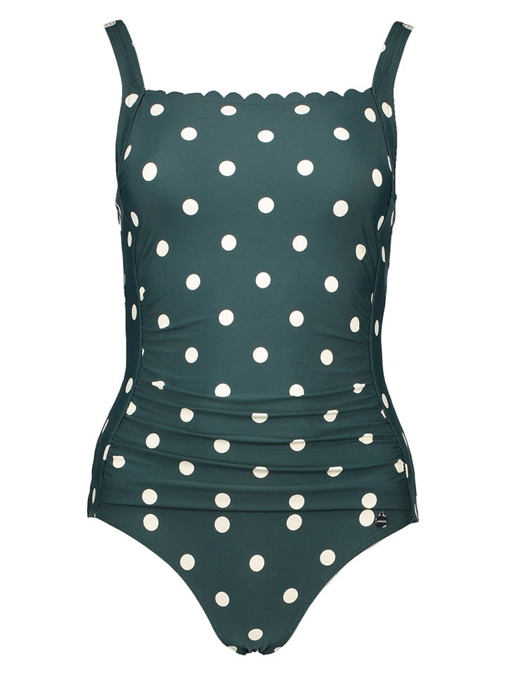 LASCANA Badeanzug in Grün/ Creme - 63% | Größe 44C-Cup | Damen-bademode