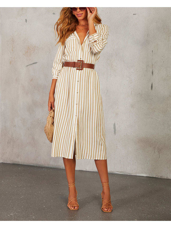 Milan Kiss Kleid in Beige/ Weiß - 62% | Größe L | Damen-kleider