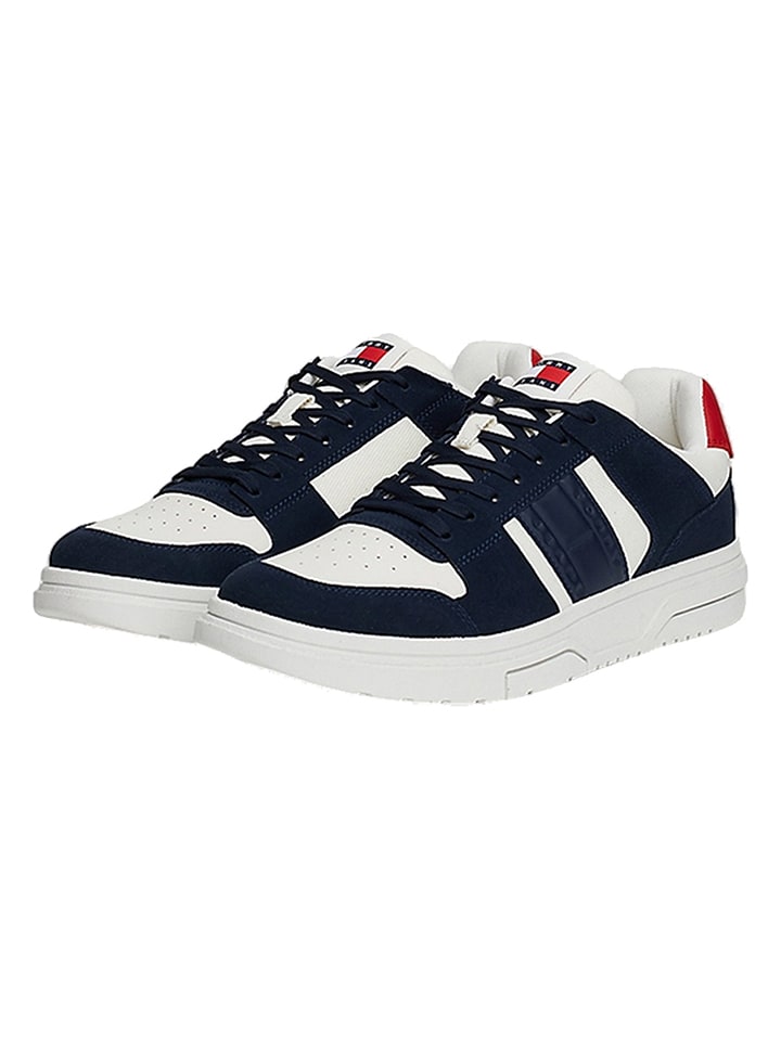 Tommy Hilfiger Shoes Leder-Sneakers in Weiß/ Dunkelblau - 50% | Größe 40 | Herrensneakers