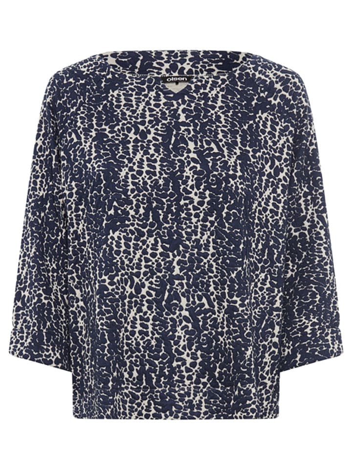 Olsen Bluse in Dunkelblau/ Weiß - 74% | Größe 46 | Damen-blusen