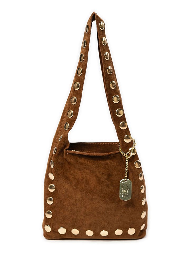 Anna Morellini Leder-Schultertasche "Lania" in Braun - (B)25 x (H)22 x (T)9 cm - 76% | Damen-taschen
