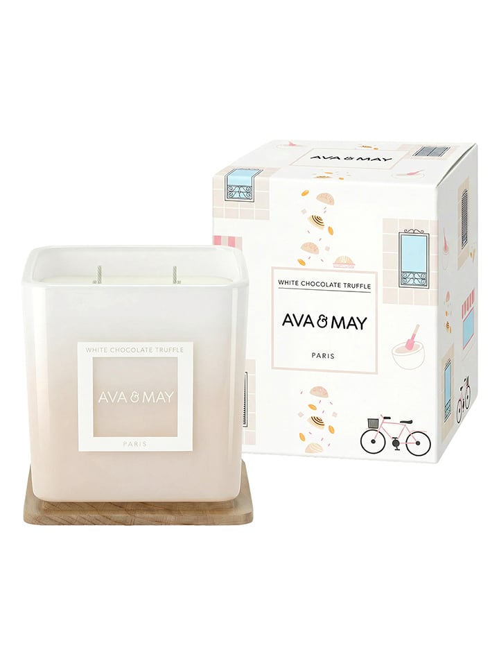 AVA & MAY Duftkerze "White Chocolate" in Weiß/ Beige - 450 g - 20% | Kerzen-vasen