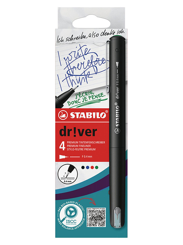 STABILO Premium-Fineliner - STABILO dr!ver" - 4 Stück - 13% | Schulzubehoer