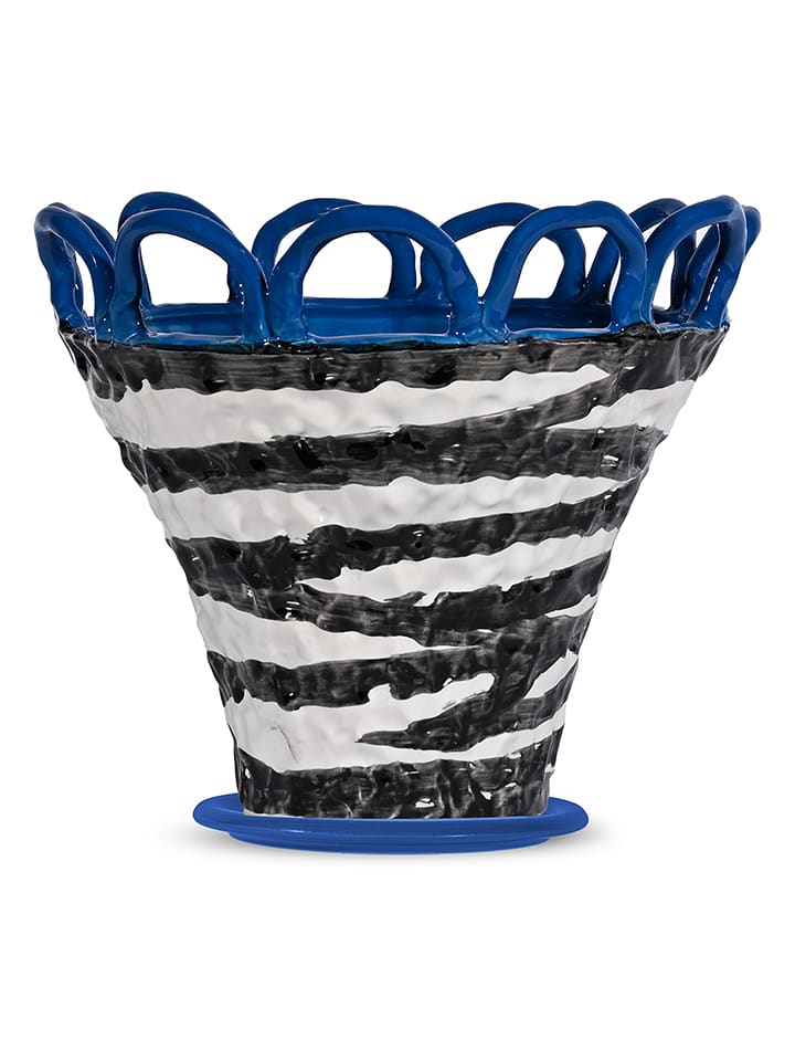 Byon Blumentopf "Patty" in Blau/ Schwarz - (H)21 xØ 25 cm - 25% | Kerzen-vasen