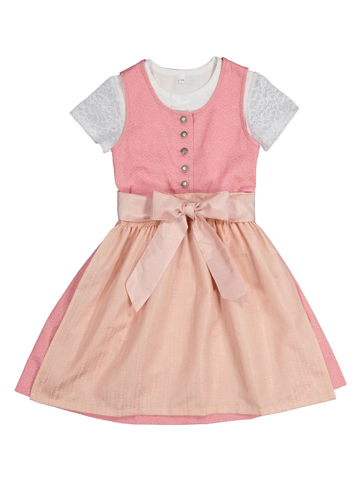 Turi Landhaus Dirndl "Annabella" in Rosa/ Apricot - 62% | Größe 158 | Kindertrachtenmode
