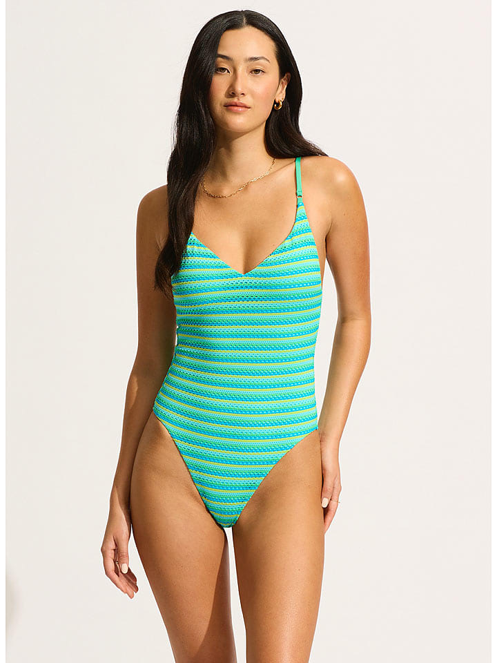 Seafolly Badeanzug in Türkis/ Grün - 70% | Größe 34 | Damen-bademode