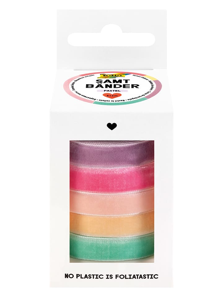 folia PAPER Aksamitne tasiemki (5 szt.) "Pastell" - 8+ rozmiar: onesize