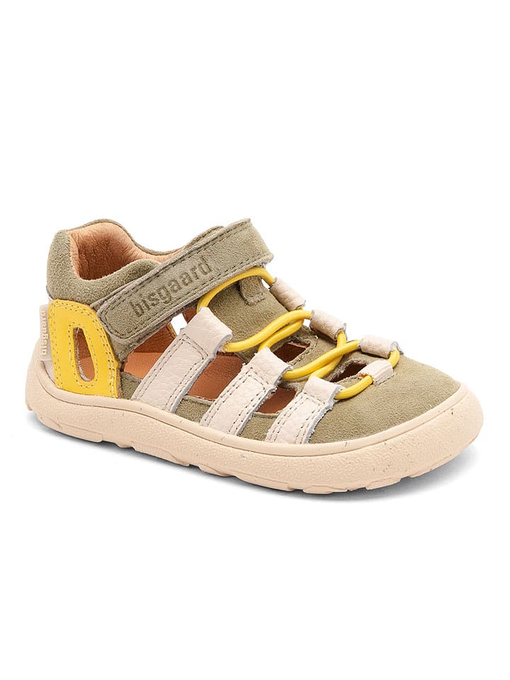 bisgaard Leder-Barfußschuhe "Fiona" in Khaki/ Creme - 52% | Größe 26 | Babysandalen