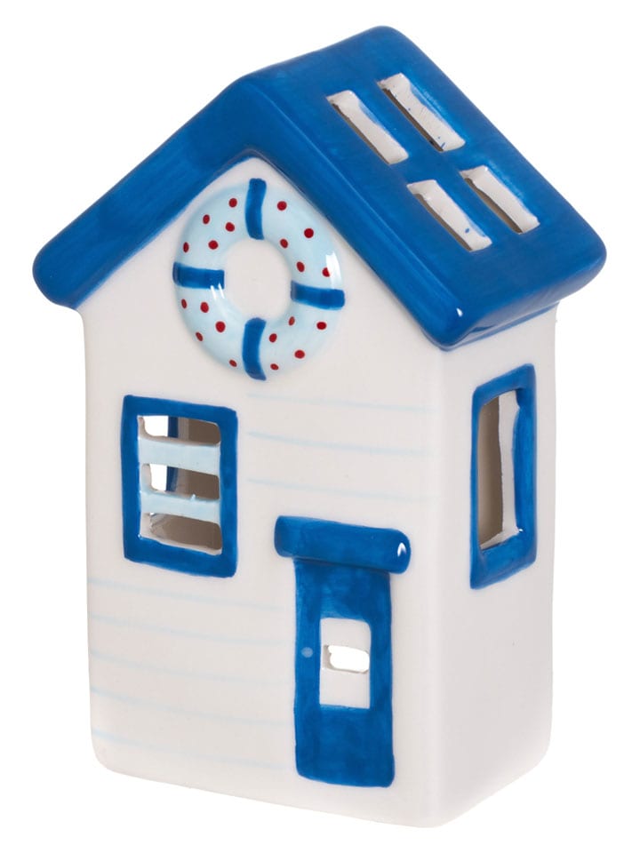 4Living Windlicht "Beach" in Blau/ Weiß - (B)10 x (H)15 x (T)6,5 cm - 14% | Kerzen-vasen