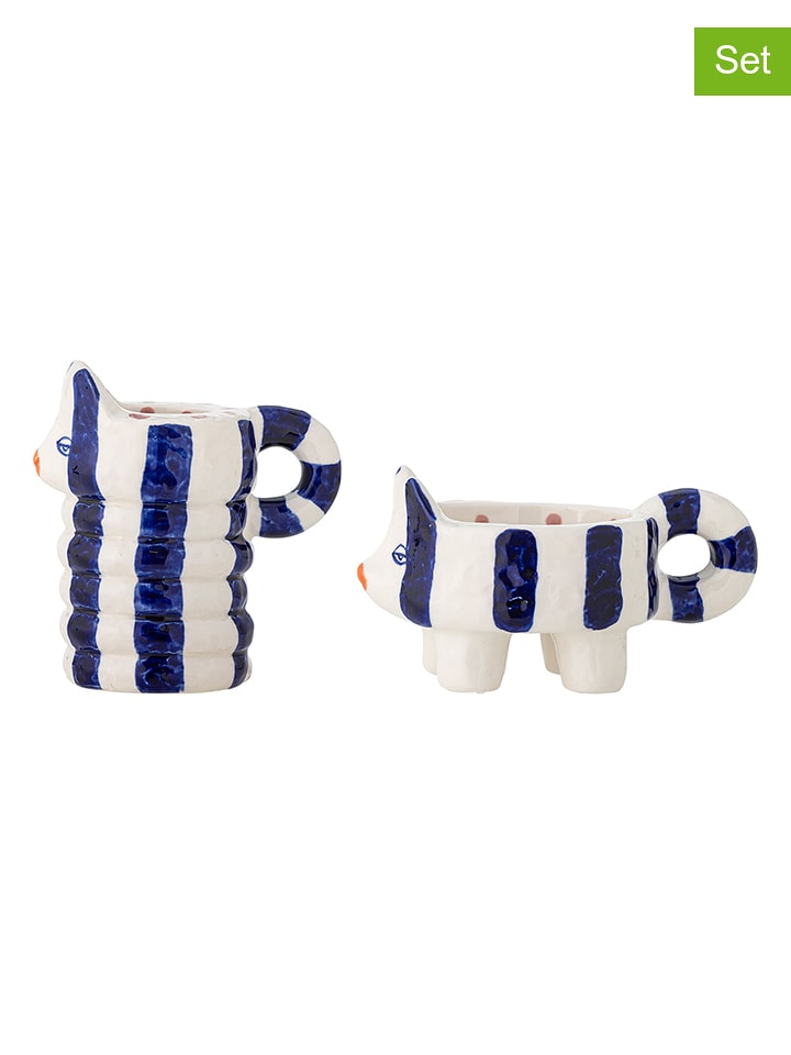 Bloomingville 2er-Set: Kerzenständer ''Caty'' in Weiß/ Blau - 14% | Kerzen-vasen